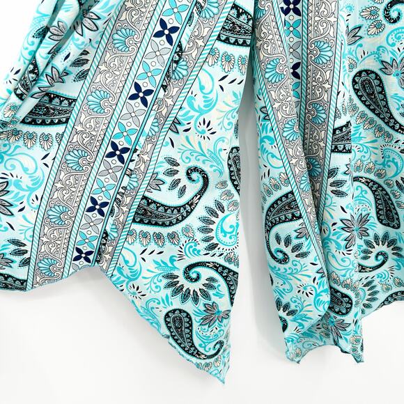 Womens Boho Gypsy Hippie Artsy Silk Blend‎ Paisley Wide Leg Palazzo Pants OS - Picture 2 of 7